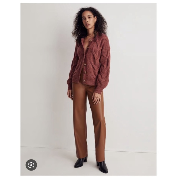 Madewell Brown Cable Ashmont Cardigan sweater XL NWTs - Picture 1 of 6